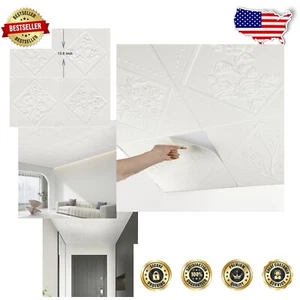 16 Pack Floral Pattern Foam Ceiling Tiles - Easy Install & 3D Wall Panels - Picture 1 of 8