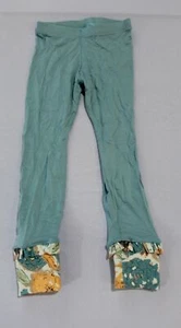 Woodmouse & Thistle Girl's Ruffle Ankle Floral Pull-On Leggings HM7 Teal Size 4 - Picture 1 of 4