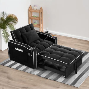 Convertible Sleeper Chair Sofa Bed Pull Out Chair Bed Daybed for Small Spaces - Picture 1 of 16