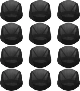 Tayfremn 12Pcs Dome Caps, Mesh Dome Wig Cap Black Elastic Wig Caps Stretchable S - Picture 1 of 12