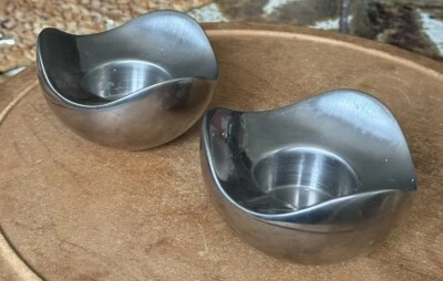 Georg Jensen Dinamarca PAR Candelabro Bloom Acero Inoxidable, De Colección Foto 1 de 4