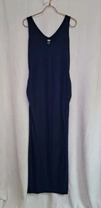 Old Navy Maternity Size S Sleeveless Fitted Maxi Tank Dress Ruched Sides Navy - Picture 1 of 8