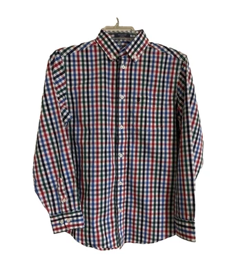 二手状况完好 IZOD 男孩纽扣 L/S 假日圣诞礼服衬衫 尺寸 L 14/16 — 第 1/4 张图片