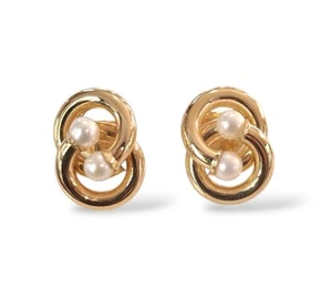 Pendientes Mujer A Lobo Círculos Trenzado con Perlas Natural Oro Amarillo 18kt - Imagen 1 de 3