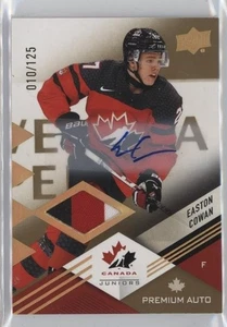 2024 UD TEAM CANADA JUNIORS RC PREMIUM TIER 1 AUTO PATCH EASTON COWAN /125 LEAFS - Picture 1 of 2