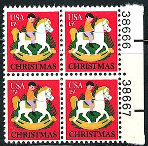 Mint US Block of 4 Christmas Stamp With Plate#,Scott# 1769 (MNH) - Picture 1 of 1