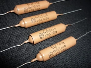 4 Stk. 0,025μF 600V Kondensatoren OKBG-M2 / ОКБГ-М2 USSR für besten Klang NEU - Bild 1 von 2