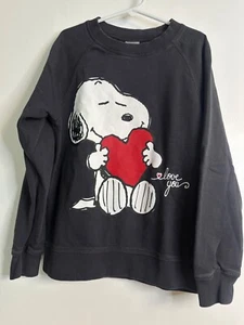 Hanna Andersson x Peanuts Size 130 Boy Girl Black "Love You" Snoopy Sweatshirt - Picture 1 of 6