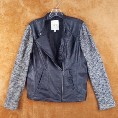 Chaqueta JACK BB DAKOTA Mujer Mediana Negra Moto Imitación Cuero Suéter Manga Foto 1 de 4