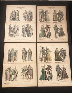 Medieval Arms And Armor Four Antique Prints Renaissance Festival German Ca 1890 - Picture 1 of 5