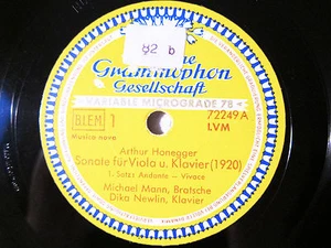 78rpm MICHAEL MANN (Viola) plays HONEGGER SONATA - ULTRA RARE DGG 72249 - Imagen 1 de 1
