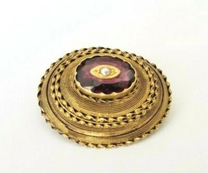 Antiguo broche colgante de perlas semilla amatista oro amarillo 14K 4,6 gr - Imagen 1 de 9