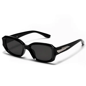 Y2K Black Fashion Retro Sport Wrap Around Trendy Rectangle Men Women Sunglasses - Picture 1 of 7