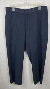 Haband Executive Division Mens 36x28 Wool Blend Blue Pants Flat Front - Picture 1 of 10