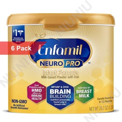 6 Pack Enfamil NeuroPro Baby Formula, Milk-Based Infant Nutrition,MFGM EXP 02/26 - Image 1 of 2