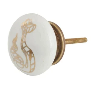 Pack of 10 Golden Snake Pattern Ceramic Cabinet Knobs - Picture 1 of 3