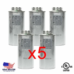 (5pc) 35/7.5 MFD Round Capacitor Dual Run HVAC AC 35+7.5µF 370-440VAC 50/60Hz 5% - Picture 1 of 4