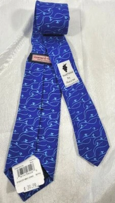 Vineyard Vines Youth Boy's Downhill Ski Maritime Blue 100% Silk Neck Tie - 51" - Image 1 of 4