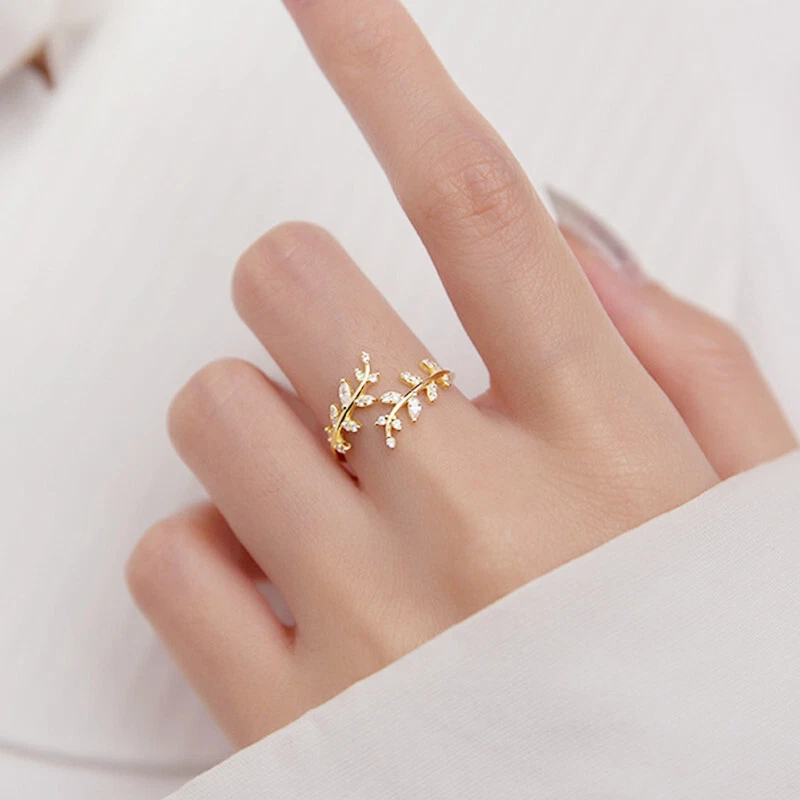 Adorable Women 925 Silver Filled,Gold Adjustable Rings Cubic Zirconia Jewelry - Imagem 1 de 1