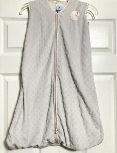 Halo Sleep Sack Wearable Blanket Large 12-18 Months Pink Gray Minky Dots Plushy