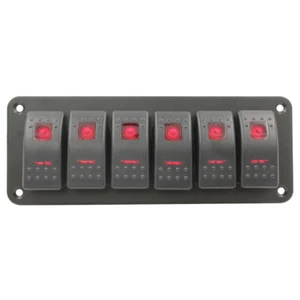 6 Gang Rocker Switch Panel - RED - PRE WIRED - LED 4x4 Boat Caravan Marine 12v - Picture 1 of 9