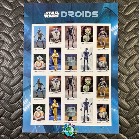 2021 USPS SHEET OF 20 FIRST CLASS FOREVER STAMPS STAR WARS DROIDS LUCASFILM 63¢ Cover