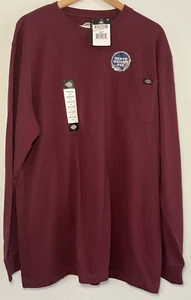 Dickies Heavyweight Tee Long Sleeve Pocket Front Burgundy XLT - Picture 1 of 4