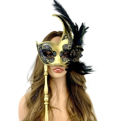 Women Costume Masquerade Party Masks With Stick For Wedding Ball Stick Mask - Image 1 of 4