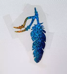 FEATHER western IRON ON transfer rainbow foil patch 3.4 inches tall just lovely - Picture 1 of 1