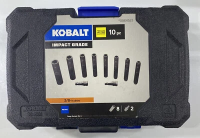 Kobalt 80826 10-Piece Metric 3/8-In Drive 6-Point Deep Impact Socket Set NEW FSH - Image 1 of 4