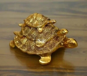 Chhariya Crafts Metal Feng Shui Set Of 3 Tortoise Family for Good Luck Decorativ - Picture 1 of 1