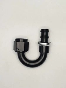 PFE406-08B 180 Degree Push Lock Hose End Barb 1/2'' to Female -08AN Black - Picture 1 of 4
