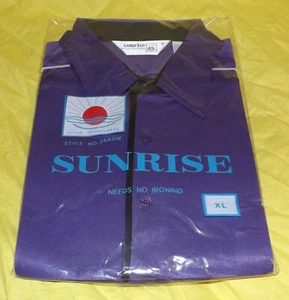 NEW VINTAGE 80s SUNRISE ACTIVE SPORTSWEAR PURPLE SHORT SLEEVE POLO SHIRT SIZE XL - Picture 1 of 2