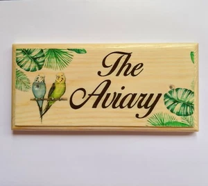 The Aviary Sign, Custom Budgies Bird Shed Cage Grandad Gift Garden Plaque 11 - Picture 1 of 2
