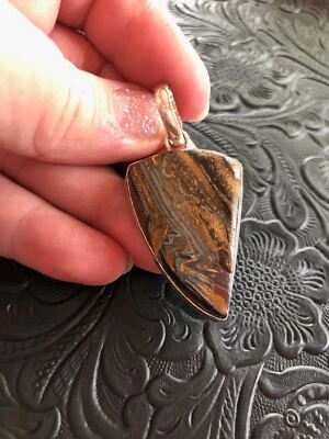 Colgante Artisano Suroeste Rústico Ojo de Tigre Dorado Garra 2" Foto 1 de 3