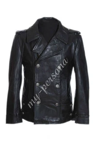 Men's German Black Naval Military Analine Real Leather Jacket/Coat - Bild 1 von 2