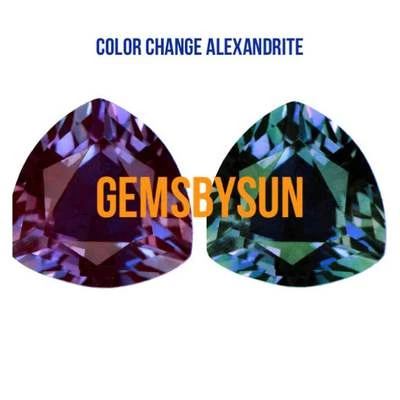 Lab-Created Pulled Alexandrite True Color Change Trillion Loose Stone(3x3-10x10) - Image 1 of 3
