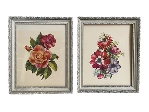 Vintage Framed Signed Ann Cochran Floral Art Print Litho Pictures 8x10 - Picture 1 of 8