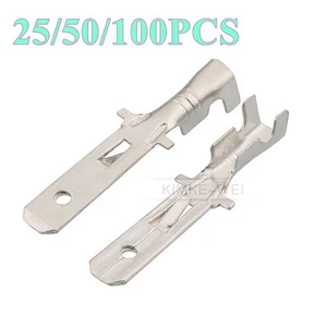 Automotive 4.8mm Electrical Wiring Crimp Male Plug Pin Terminals Contact New - Picture 1 of 2