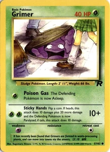 Pokémon Grimer Team Rocket Unlimited 57/82 Common Light Play LP Card Scan 99 - Picture 1 of 2