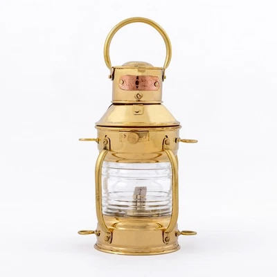 Linterna de anclaje de latón dorado de 7,5′′ - Lámpara de aceite náutico, decoración de barco marítimo Foto 1 de 3
