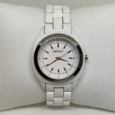 Dkny Reloj Mujer 31mm Blanco Tono Plata NY4925 Cuarzo Analógico WR 7” Funcionamiento Foto 1 de 4