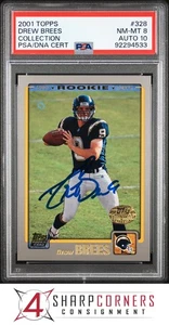 2001 TOPPS COLLECTION #328 DREW BREES RC PSA 8 DNA AUTO 10 - Picture 1 of 2
