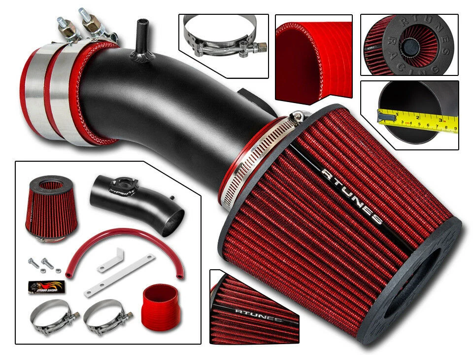 Kit de admisión de aire Ram corta NEGRO MATE + filtro rojo para 14-16 Mazda3 Mazda6 2,5 L L4 Foto 1 de 1