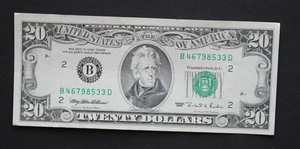 1995 $20 Federal Reserve Note/New York/F-2081B/about uncirculated/cool SN/error - Picture 1 of 8