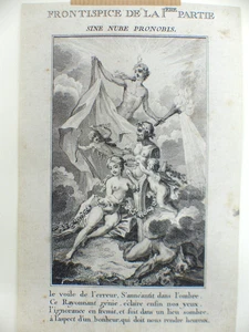 Alte Grafik Allegorische Szene auf Wolken um 1780 Frankreich - Picture 1 of 4