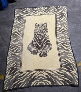 Vintage Biederlack Blanket Tiger 55X77 - Picture 1 of 8