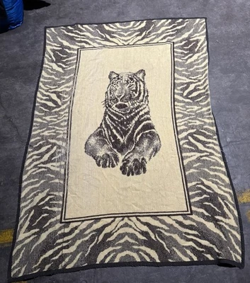 Vintage Biederlack Blanket Tiger 55X77 - Image 1 of 4