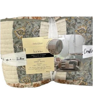 Nicole Miller Multicolor Handstitched Patchwork King Cotton Quilt 106”x92” - Picture 1 of 4