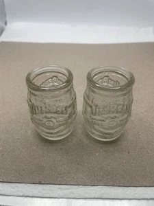 Pair of Jim Beam 200th Anniversary Barrel Shaped 2" Shot Glasses 1795-1995 1 oz - Picture 1 of 5